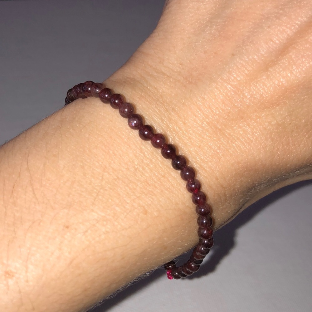 Garnet Beaded Stretch Bracelet - Deep Red Womens Jewelry